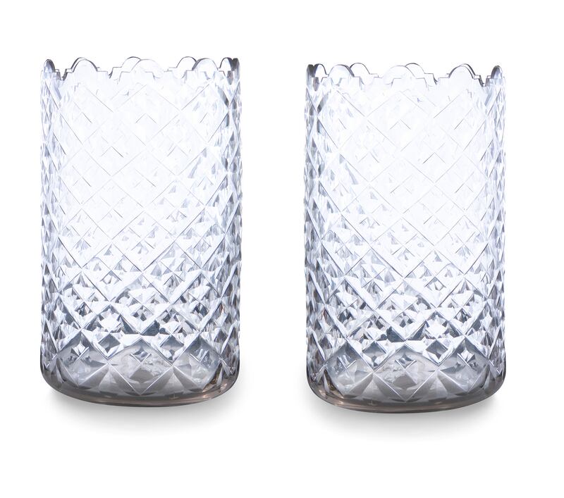 Unique pair of cylindrical vases produced in Cork or Waterford circa 1790. €2,000-€3,000 Adam’s
