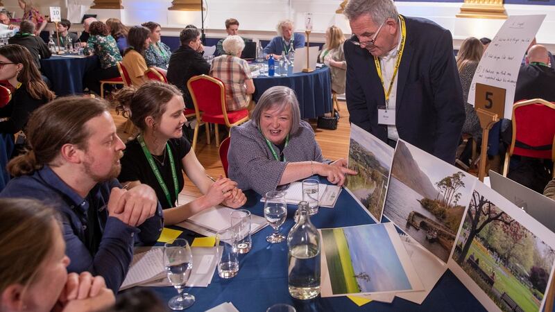 Randomly selected people taking part in the first Citizens’ Assembly on Biodiversity Loss meeting at Dublin Castle. Photograph: Maxwells/PA Wire