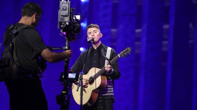 Ireland’s Eurovision hopeful Ryan O’Shaughnessy  rehearsing in Lisbon