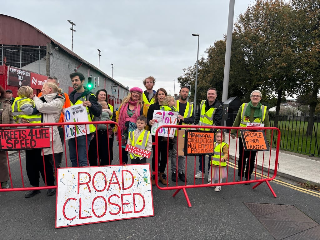 Protesters on Richmond Road in Drumcondra. Photograph: Katie Mellett