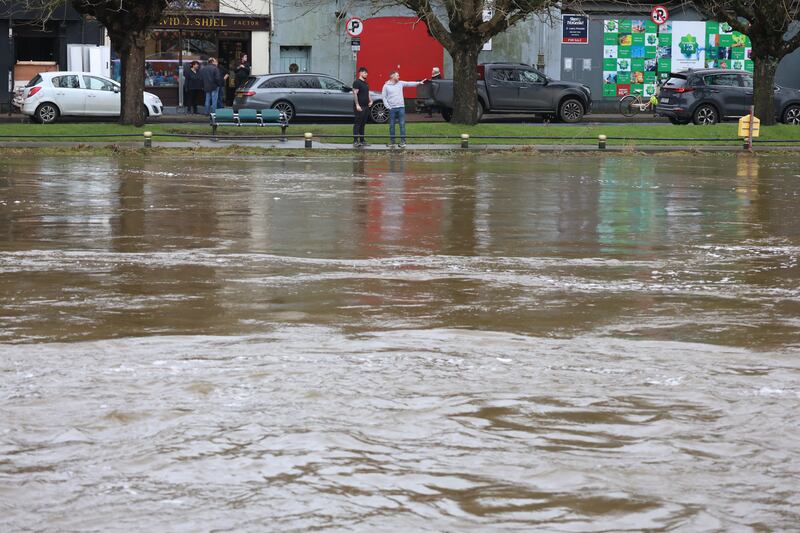The river Slaney bursts its banks in Enniscorthy again. Photograph: Stephen Collins/Collins Photos 