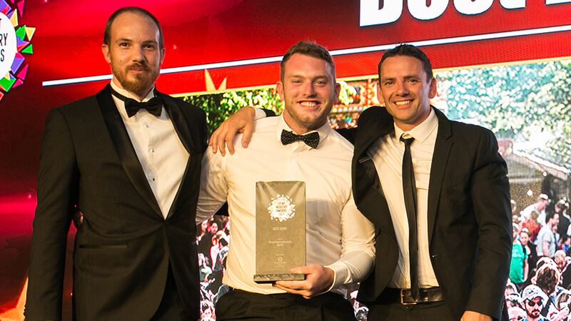 Liam Colvin, Manager, Codex presents the Excellence in Education & Training award to Dr. Dominic Dillane,  School of Hospitality Management and Tourism, DIT