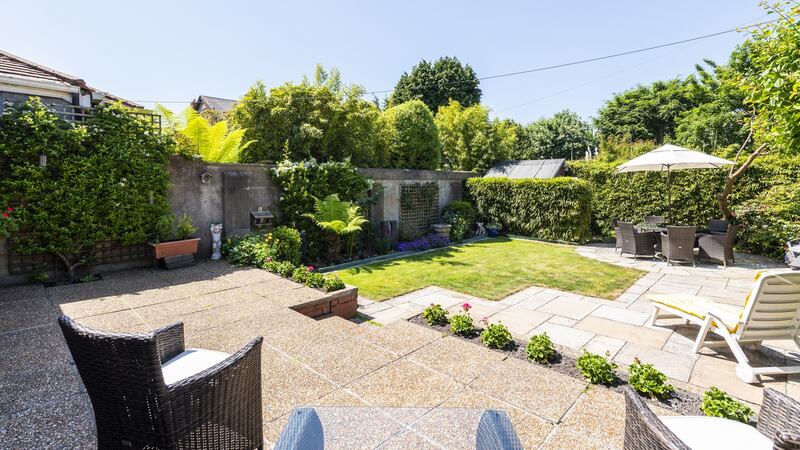 The rear garden at 17 Herbert Park, Ballsbridge, Dublin 4, benefits from all-day sunshine.