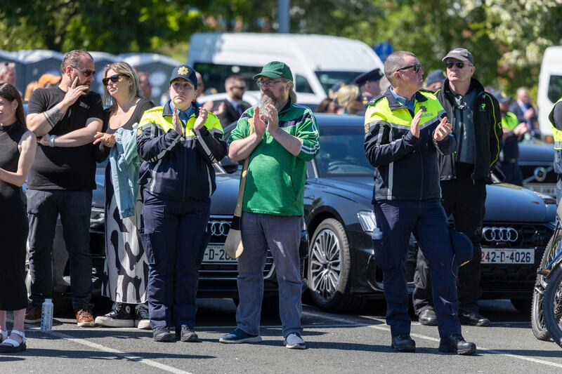 Mourners at the funeral of Garda Kevin Flatley  at St Peter and Paul’s Church, Balbriggan. Photograph: Tom Honan