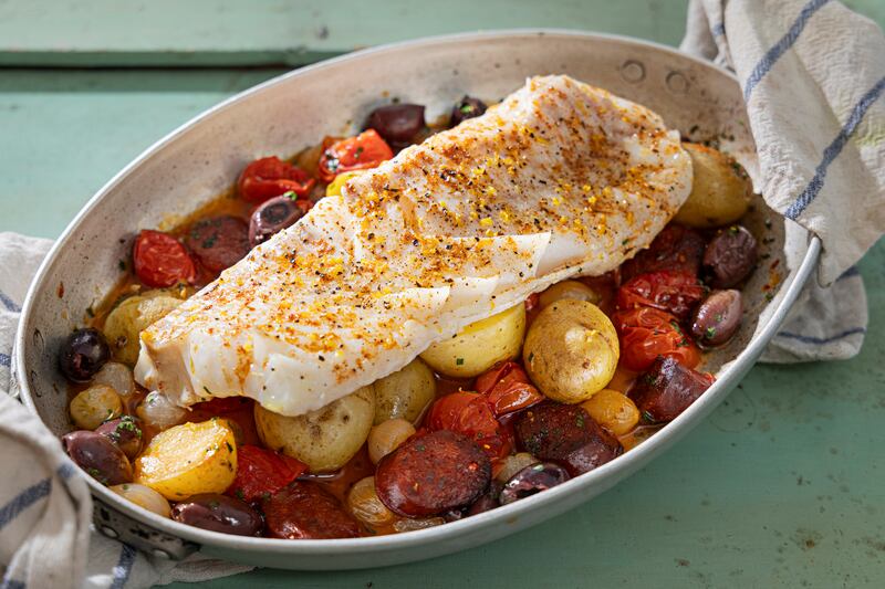 Mark Moriarty's Spanish-style cod bake. Photograph: Harry Weir