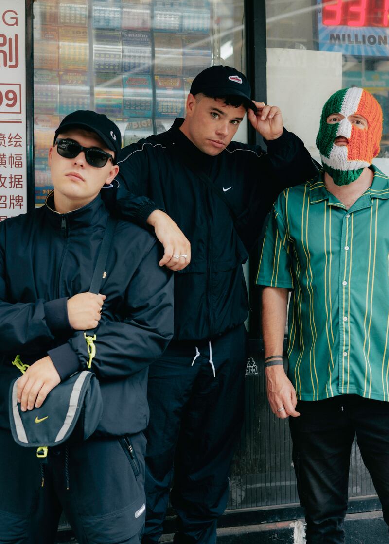 Kneecap: Mo Chara, Móglaí Bap and DJ Próvaí in New York last year. Photograph: Timothy O'Connell/The New York Times