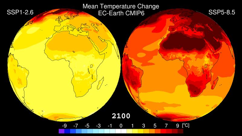 A global temperature prediction map for the year 2100 generated by Kay supercomputer
