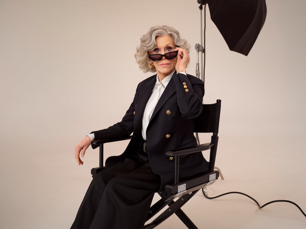Jane Fonda in a scene from her new sneaker campaign for Golden Goose. Photograph: Golden Goose via the New York Times