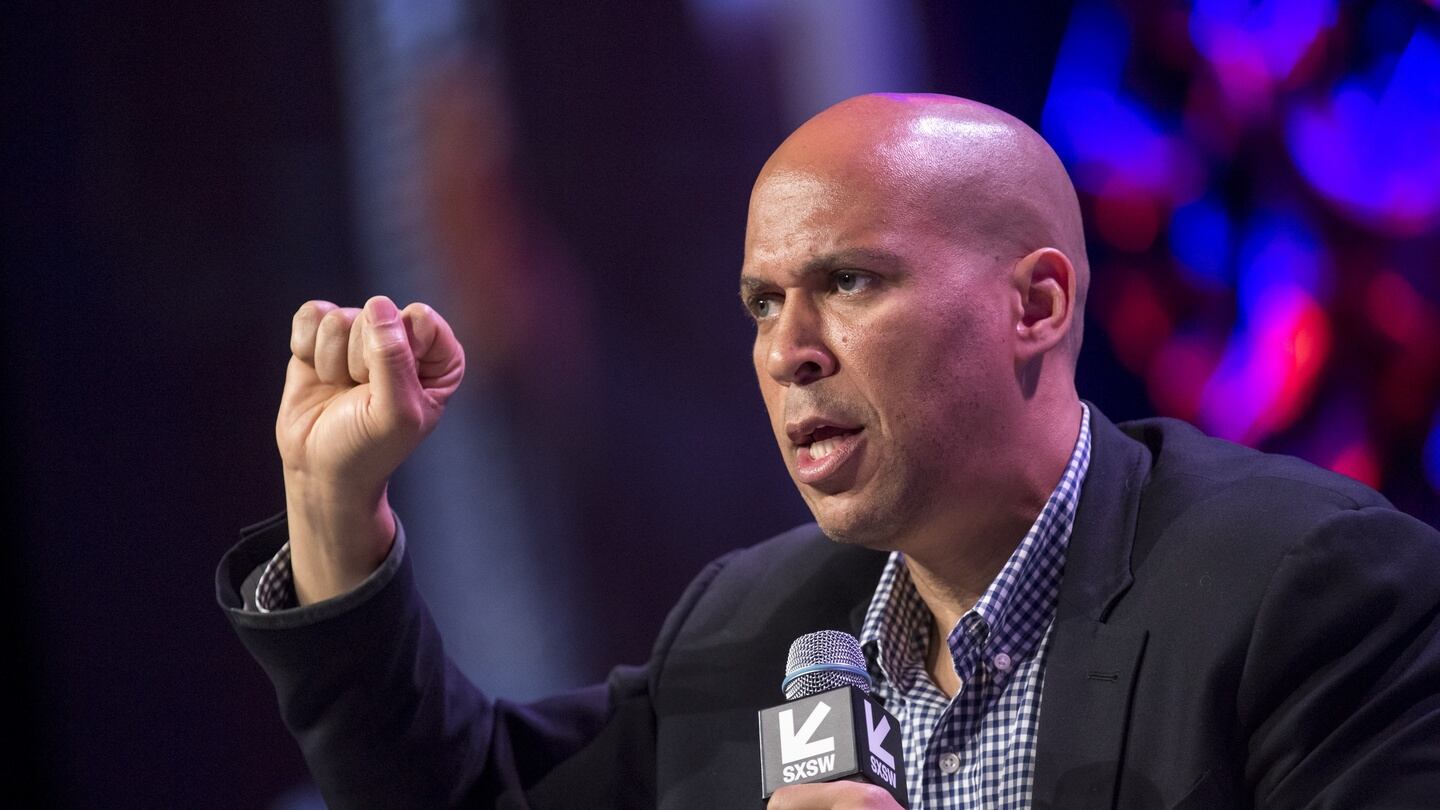 Senator Cory Booker, a Democrat from New Jersey, speaks at South By Southwest (SXSW): “Saying all the right things for this particular audience.” Photograph: David Paul Morris/Bloomberg