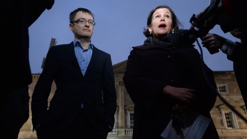 Lather of indignation: the Sinn Féin TD David Cullinane, with his party leader, Mary Lou McDonald. Photograph: Dara Mac Dónaill