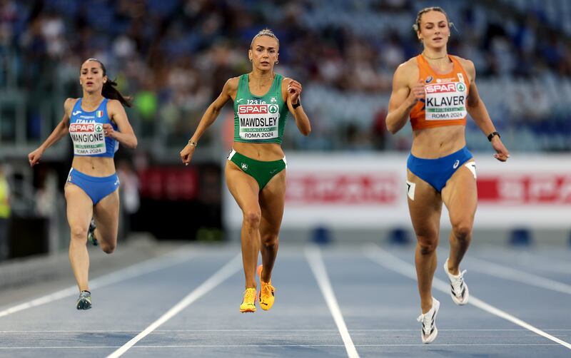Ireland’s Sharlene Mawdsley in action during her semi-final of the 400m at the European Athletics Championships at the Stadio Olympico in Rome. Photograph: Morgan Treacy/Inpho