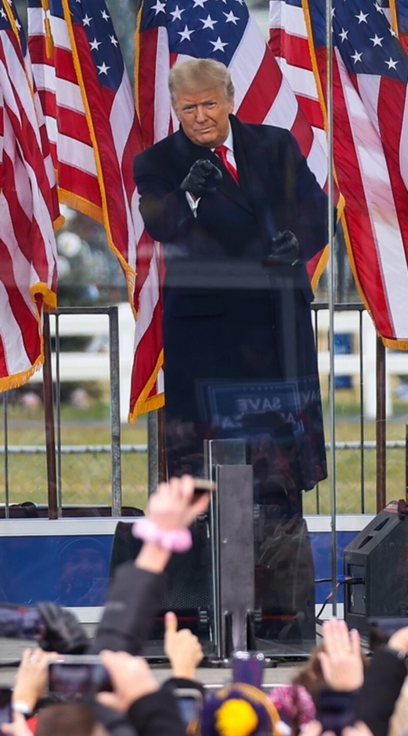 Donald Trump speaks at ‘Save America March’ rally in Washington on January 6th, 2021. Photograph: Tayfun Coskun/Anadolu Agency via Getty