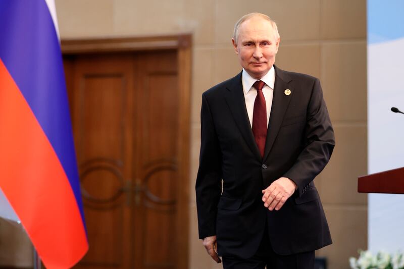 Vladimir Putin said he was disappointed with former German chancellor Angela Merkel’s recent comments that a 2015 peace deal for eastern Ukraine had bought time for Ukraine to prepare for the 2022 war. Photograph: Sergei Bobylev/Sputnik'Kremlin Pool photo via AP/PA