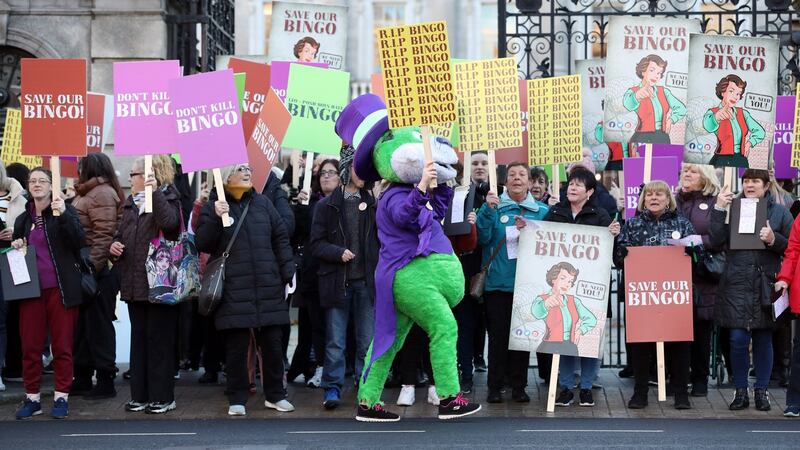 Bingo protest outside Leinster House. Photograph: Maxpix Dublin