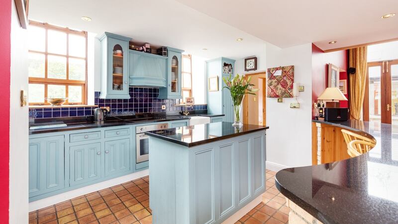 The Old School House at Strawberry Beds in Dublin features an open-plan kitchen/living/dining area
