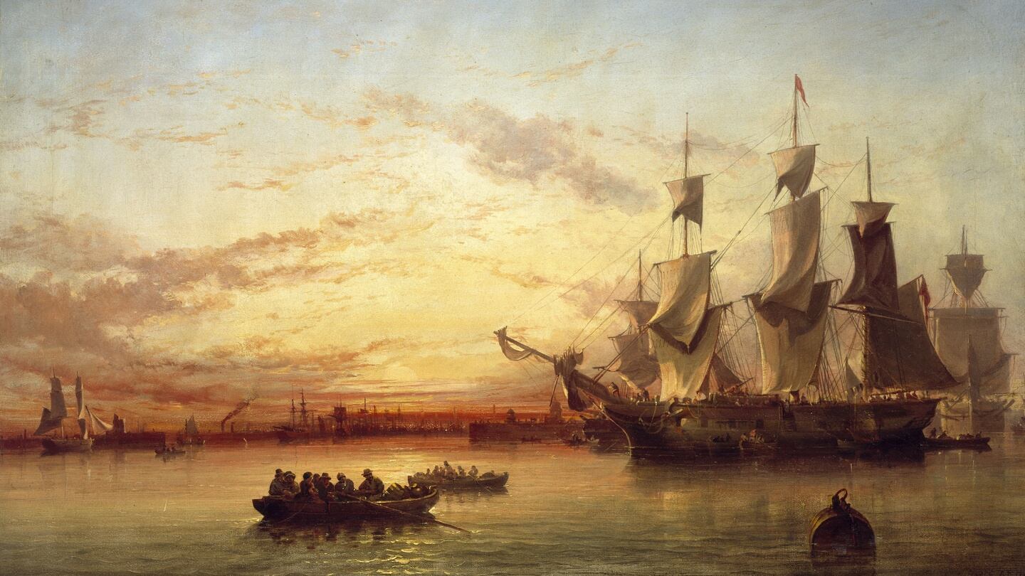‘The Emigrant Ship, Dublin Bay, Sunset,’ by Edwin Hayes.