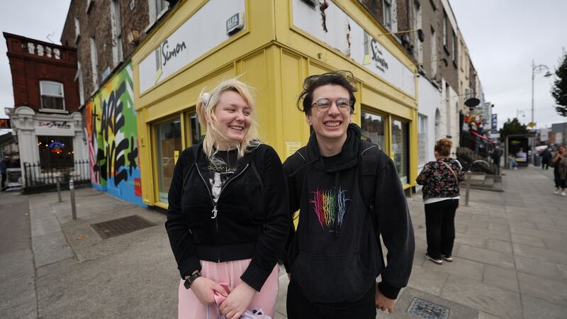 Double act: Saoirse Clandillon and Cianan Nicolai at the Simon Shop, Grantham Street. Photograph Nick Bradshaw/The Irish Times