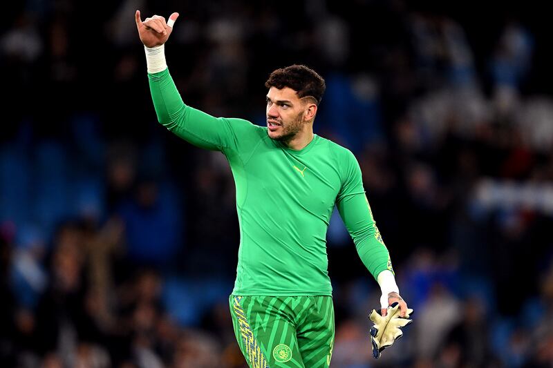 There's no longer any need to wonder what Manchester City goalkeeper Ederson is wearing under his kit. Photograph: Michael Regan/Getty Images