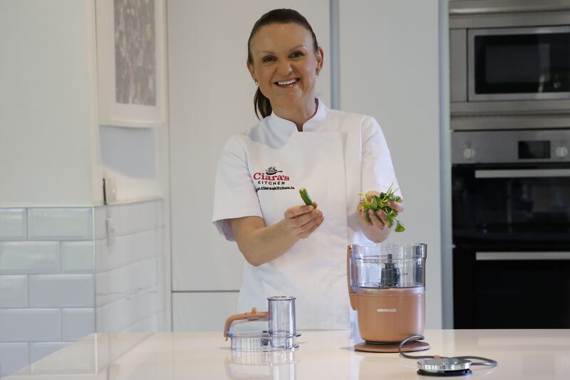 Ciara Fennessy using a Kenwood mini chopper.  Photograph Nick Bradshaw 