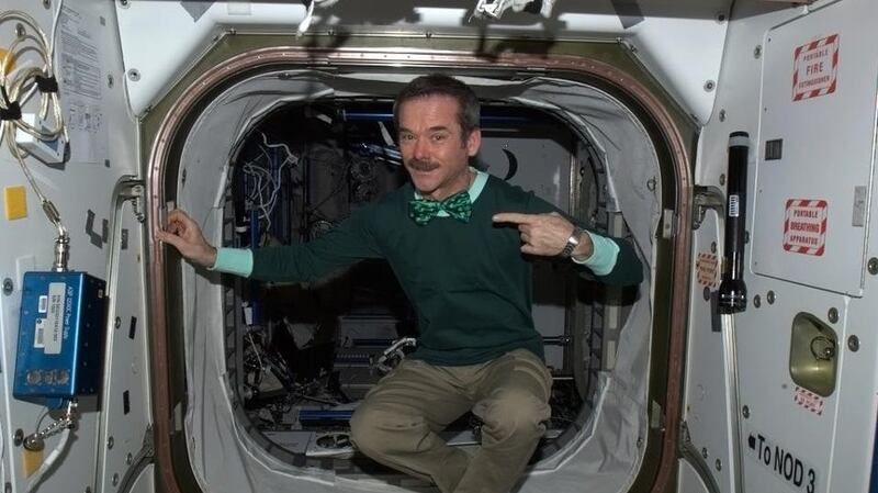 Astronaut Chris Hadfield celebrated St Patrick's Day from the International Space Station