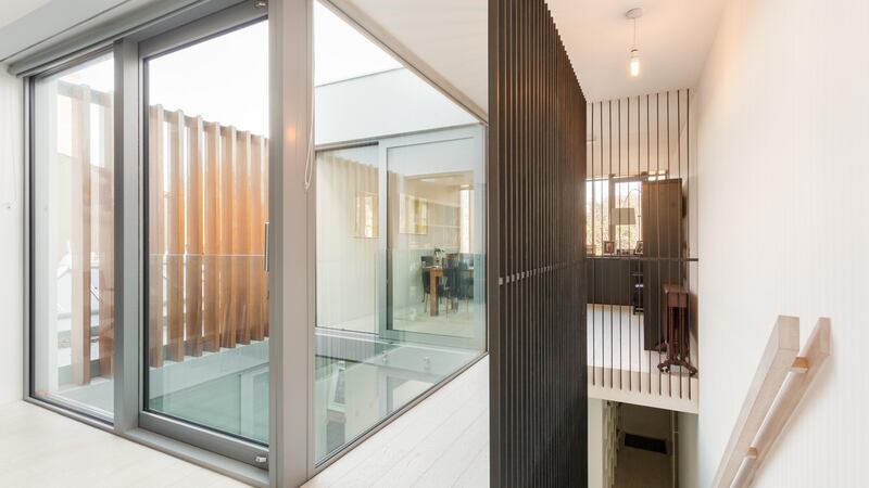 244 Merrion Road, Dublin 4: A new staircase surrounded by black slats – an ODOS signature – leads to the garden level