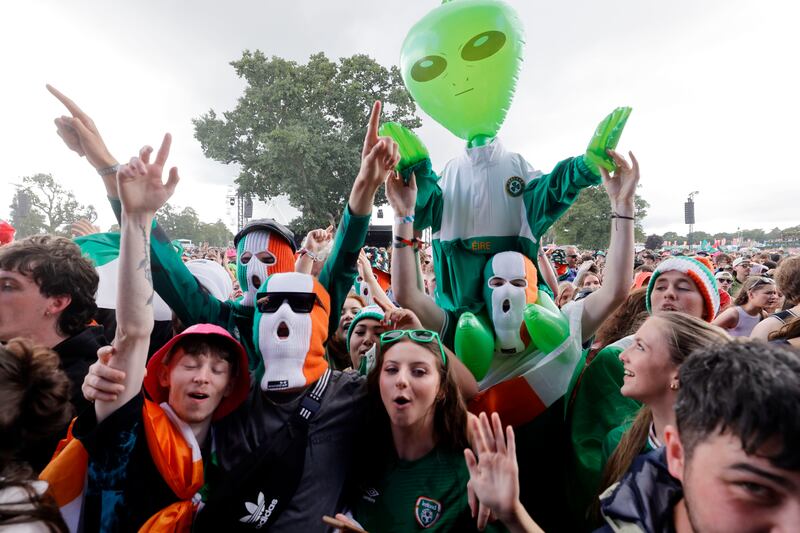 Kneecap drew a huge crowd at the Main Stage. Photograph: Alan Betson