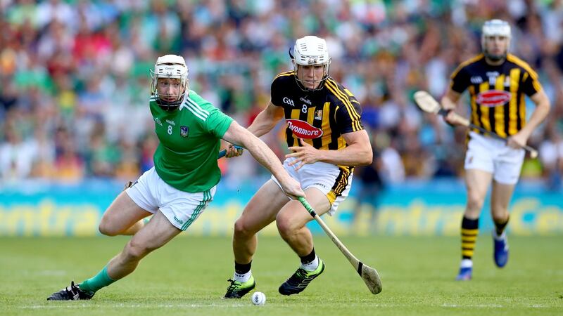 Kilkenny’s  Conor Browne  in action against Limerick’s Cian Lynch during the  All-Ireland  semi-final at Croke park. Photograph: James Crombie/Inpho