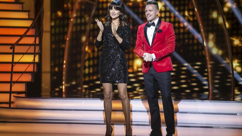 Presenters Jennifer Zamparelli  and Nicky Byrne during  Dancing with the Stars. Photograph: Kyran O'Brien