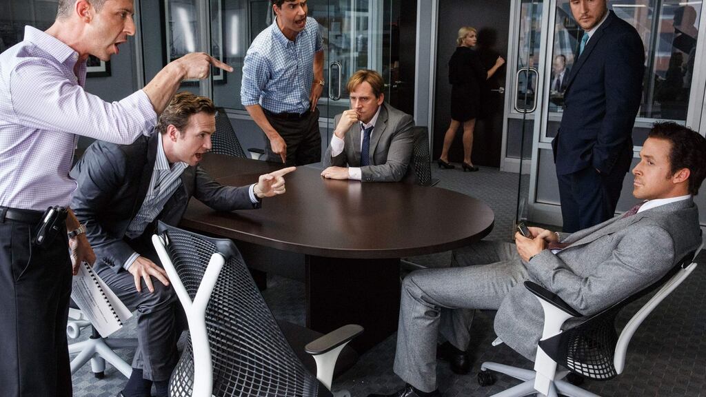Steve Eisman was supposedly the inspiration for the character played by Steve Carell (centre) in the movie version of Michael Lewis’s book The Big Short