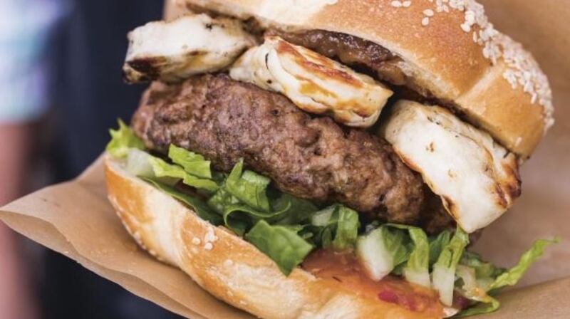 Pork and haloumi burger by the Hangfire barbecue truck and restaurant