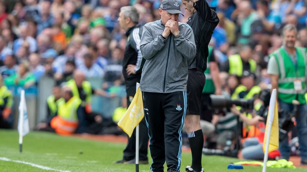 Dublin manager Jim Gavin watches his team in the All-Ireland final. Photograph: Morgan Treacy/Inpho