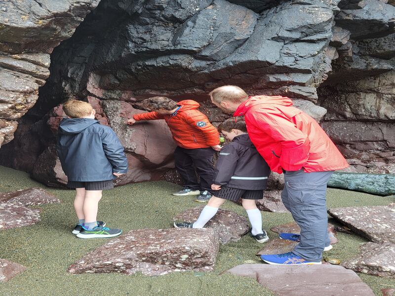 Reading the rocks with Robbie Galvin at Trá na mBó at Copper Coast Unesco Global Geopark