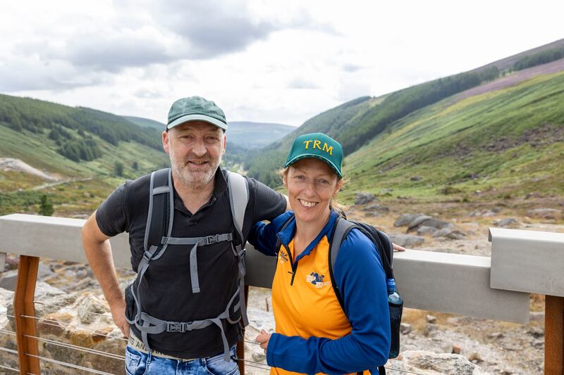 Siblings Mike Sexton and Fran Sexton from Buttevant Co Cork taking part in the Saint Kevin's Way Pilgrim Path. Photograph: Tom Honan 