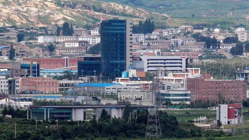 The inter-Korean industrial park in the North Korean border city of Kaesong is seen in this picture taken from the South Korean observation post near the demilitarised zone separating the two Koreas in Paju . Photograph: Jo Yong-Hak/Reuters
