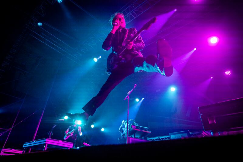 Alex Kapranos of Franz Ferdinand performs on stage at the National Museum of Ireland, Collins Barracks, Dublin. Photograph: Tom Honan 