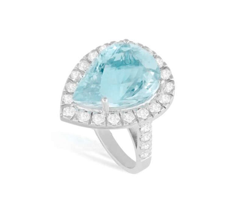 Aquamarine and diamond ring