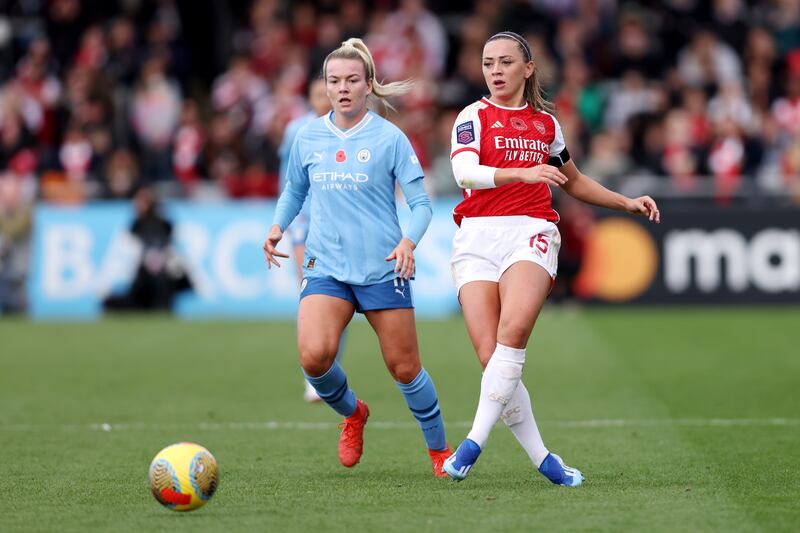 Katie McCabe was instrumental in Arsenal's win over Manchester City on Sunday. Photograph: Paul Harding/Getty Images