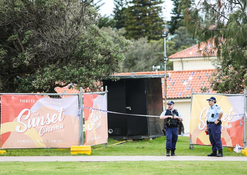 Law enforcement officers at the park near Bondi Beach where the mass shooting took place. Photograph: Evan Treacy for The Irish Times