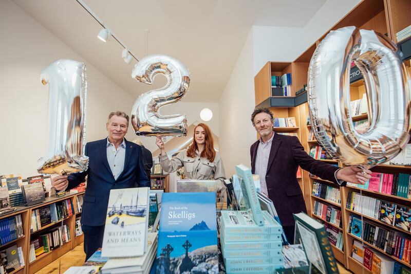 Celebrating the 120-year anniversary of O'Mahony's Booksellers trading at 120 O’Connell Street, Limerick are Peter O'Mahony, Claire O'Mahony and Frank O'Mahony, managing director. Photograph: Brian Arthur
