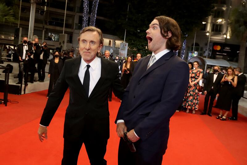Tim Roth with his son Michael Cormac Roth at the screening of Bergman Island at the Cannes Film Festival in 2021. Photograph: Valery Hache/AFP via Getty Images