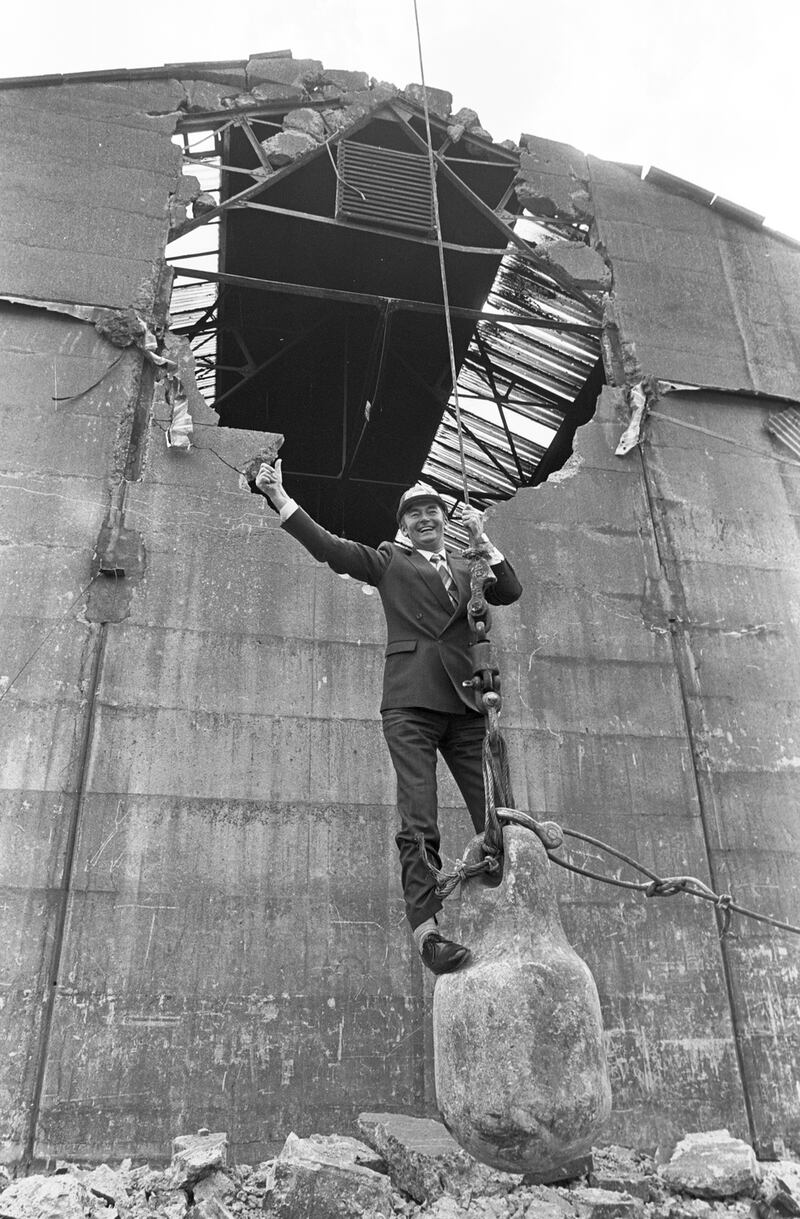Former minister for the environment Pádraig Flynn at a  ceremony to mark the  beginning of a  site clearance at   Custom House Docks in Dublin in 1987. Photograph: Jack McManus/The Irish Times
