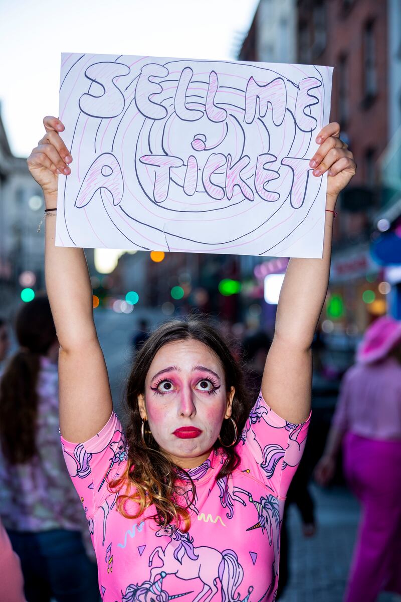 Zia Basbaum from Brazil and living in Dublin outside the Chappell Roan gig at the 3Olympia. Photograph: Tom Honan
