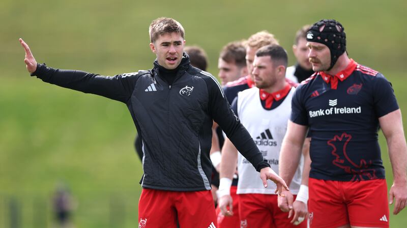 Jack Crowley (left) will continue to be an important presence for Munster in the remaining weeks of the season. Photograph: James Crombie/Inpho