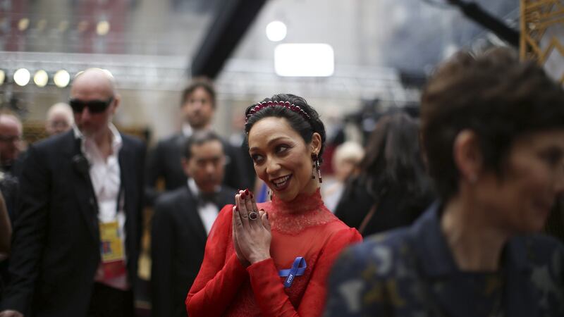 Ruth Negga arrives on the red carpet before the 89th Academy Awards at the Dolby Theater in Los Angeles on  February 26th, 2017. That night, La La Land was mistakenly announced as the winner of the best film Oscar, which was won by Moonlighting. Photograph: Monica Almeida/New York Times