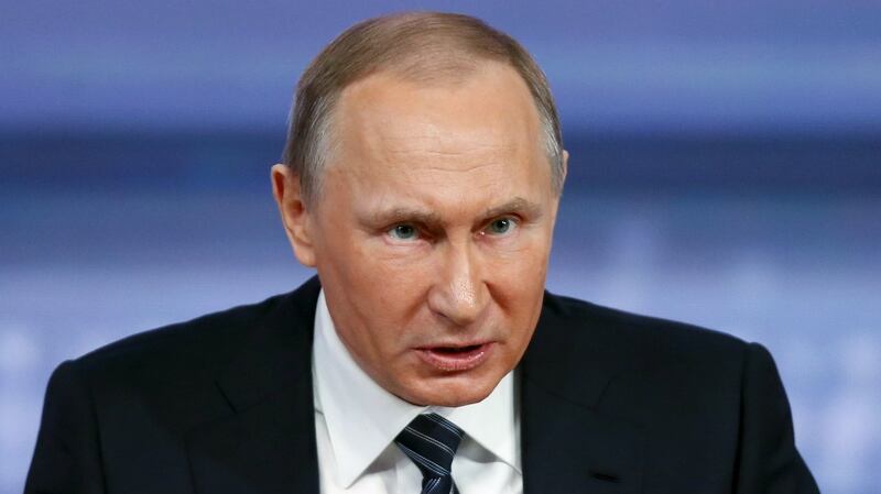 Russian President Vladimir Putin speaks during an annual end-of-year news conference in Moscow. File photograph: Maxim Zmeyev/Reuters