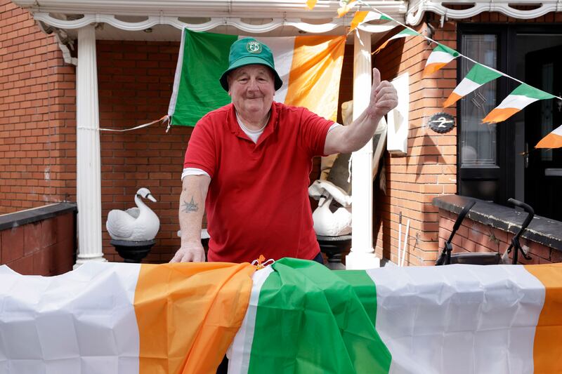 Liam Fitzgerald, waiting to celebrate Kellie Harrington’s homecoming at Sean McDermott  Street. Photograph: Collins 