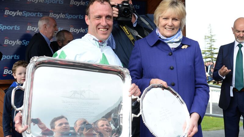 Jessica Harrington trained Our Duke, ridden by Robbie Power, to  the  Irish Grand National at in April. Photograph: Dara Mac Dónaill