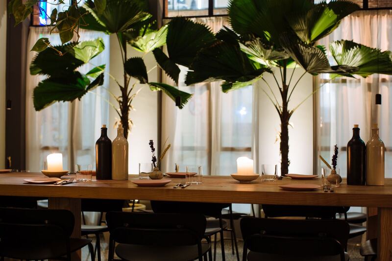 Communal dining at a table for 12