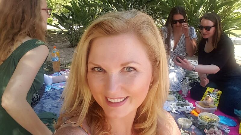 Georgina Heffernan and friends at Maria Luisa Park in Seville