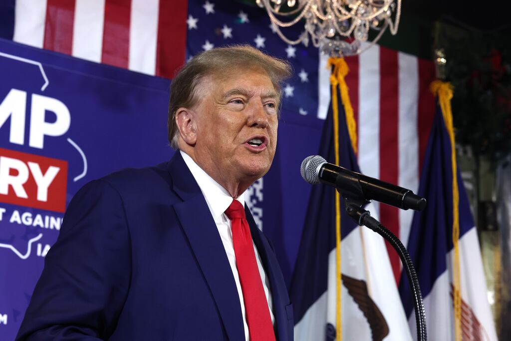 Republican presidential candidate Donald Trump had to be asked twice during a televised townhall event in Iowa to deny that he would abuse power to seek revenge on political opponents if re-elected to the White House. Photograph: Scott Olson/Getty Images